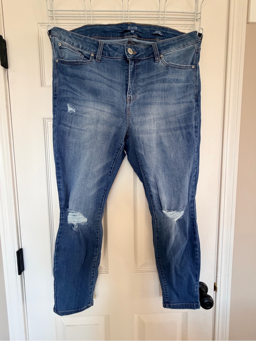 Revelry Women's Faded Blue Distressed Ankle Jeans